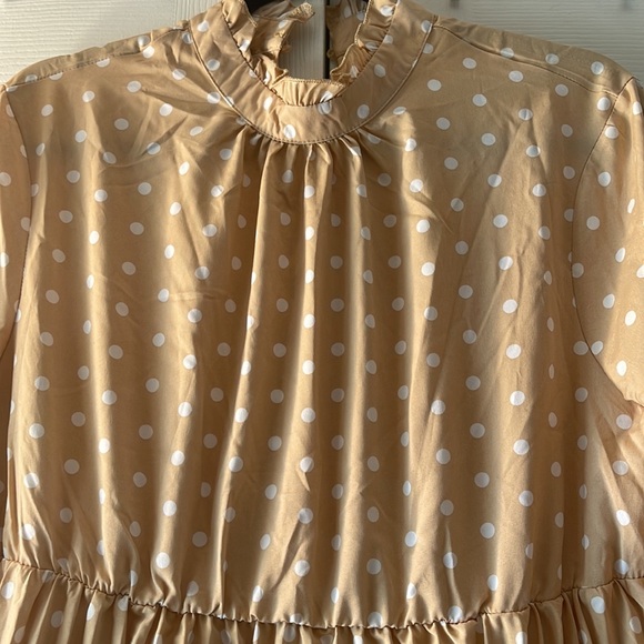 SHEIN Polka Dot Ruffle Sleeve Belted Dress. - Picture 4 of 7